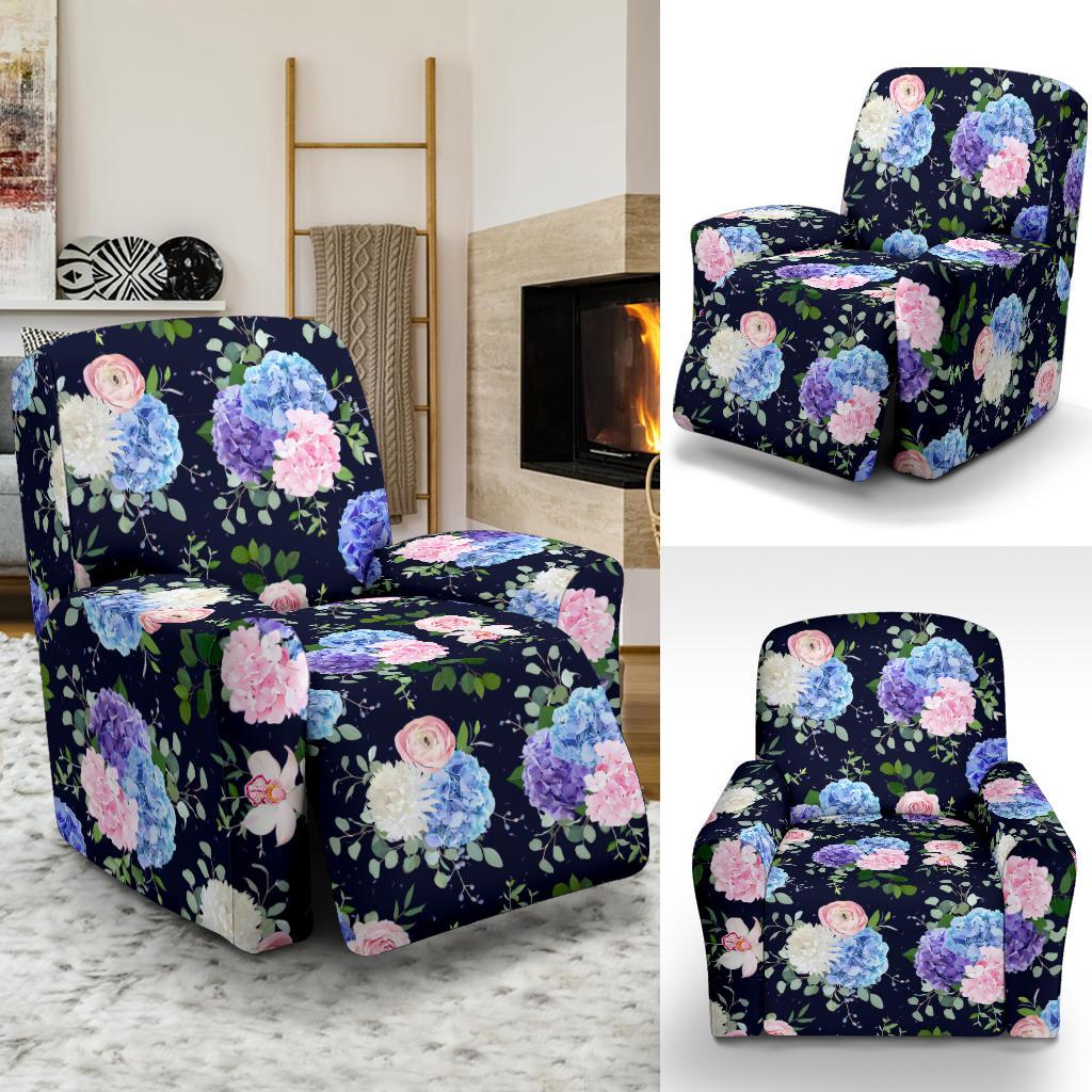Hydrangea Pattern Print Design HD01 Recliner Slipcover-JORJUNE.COM