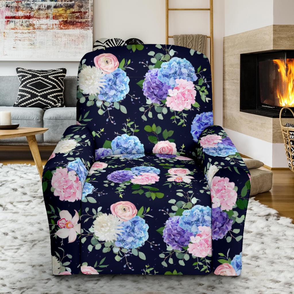 Hydrangea Pattern Print Design HD01 Recliner Slipcover-JORJUNE.COM