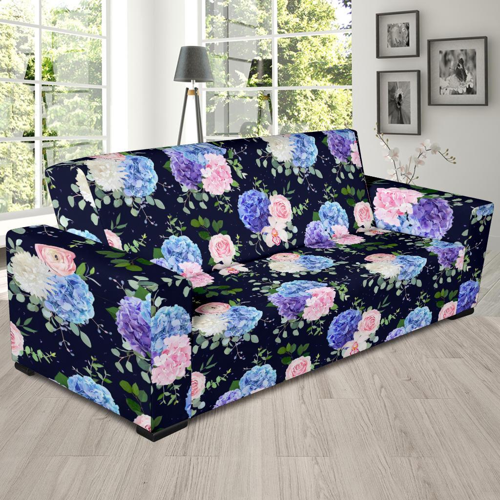 Hydrangea Pattern Print Design HD01 Sofa Slipcover-JORJUNE.COM