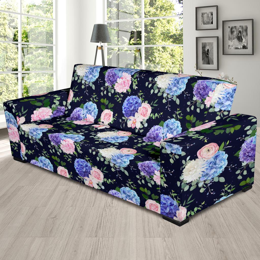 Hydrangea Pattern Print Design HD01 Sofa Slipcover-JORJUNE.COM