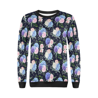 Hydrangea Pattern Print Design HD01 Women Long Sleeve Sweatshirt-JorJune