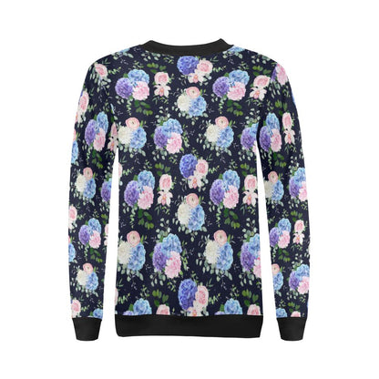 Hydrangea Pattern Print Design HD01 Women Long Sleeve Sweatshirt-JorJune