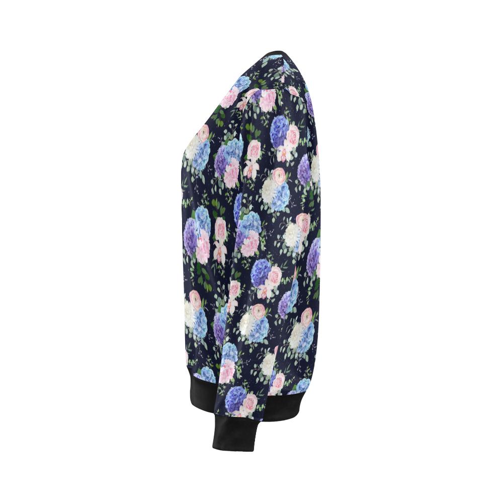 Hydrangea Pattern Print Design HD01 Women Long Sleeve Sweatshirt-JorJune