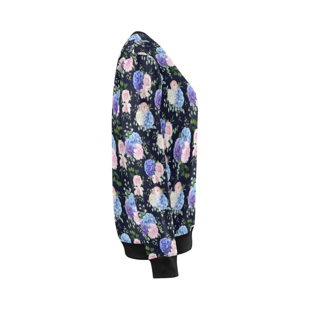 Hydrangea Pattern Print Design HD01 Women Long Sleeve Sweatshirt-JorJune