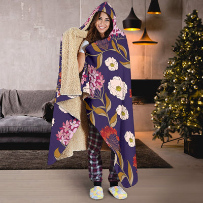 Hydrangea Pattern Print Design HD010 Hooded Blanket-JORJUNE.COM