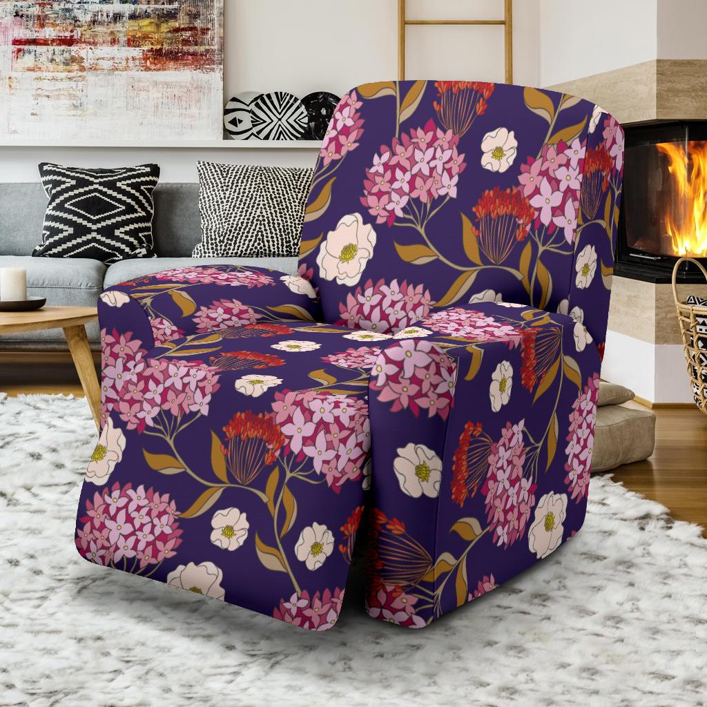 Hydrangea Pattern Print Design HD010 Recliner Slipcover-JORJUNE.COM