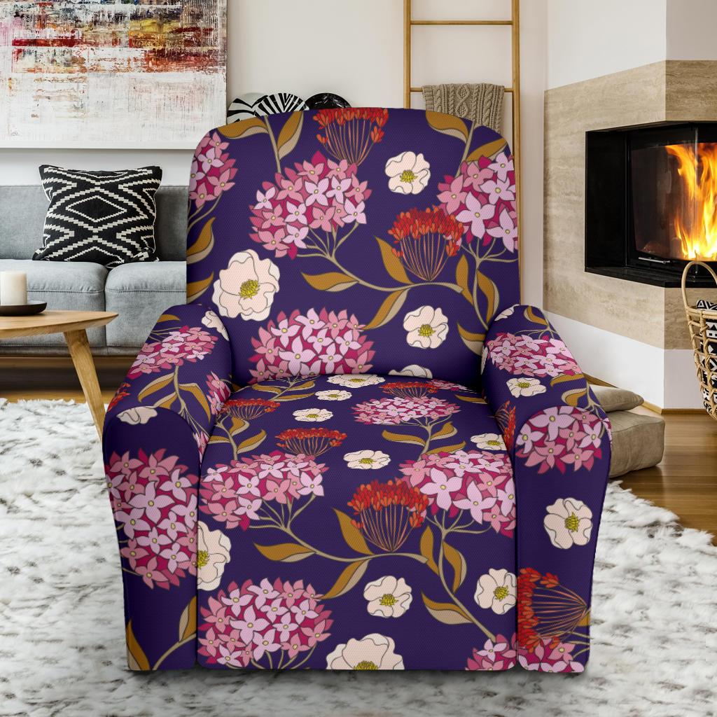 Hydrangea Pattern Print Design HD010 Recliner Slipcover-JORJUNE.COM