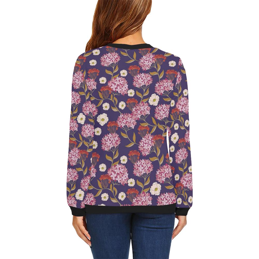 Hydrangea Pattern Print Design HD010 Women Long Sleeve Sweatshirt-JorJune