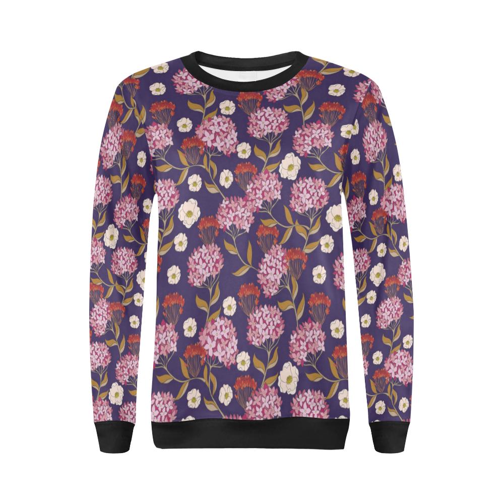 Hydrangea Pattern Print Design HD010 Women Long Sleeve Sweatshirt-JorJune