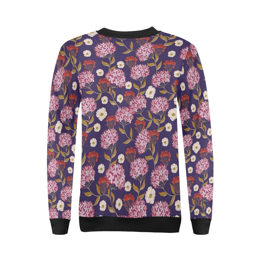 Hydrangea Pattern Print Design HD010 Women Long Sleeve Sweatshirt-JorJune