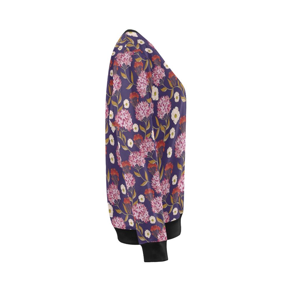 Hydrangea Pattern Print Design HD010 Women Long Sleeve Sweatshirt-JorJune