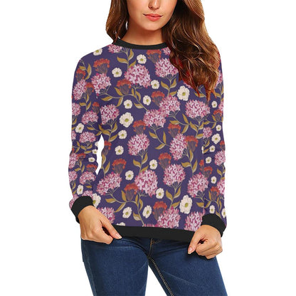 Hydrangea Pattern Print Design HD010 Women Long Sleeve Sweatshirt-JorJune