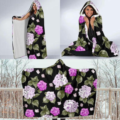 Hydrangea Pattern Print Design HD011 Hooded Blanket-JORJUNE.COM