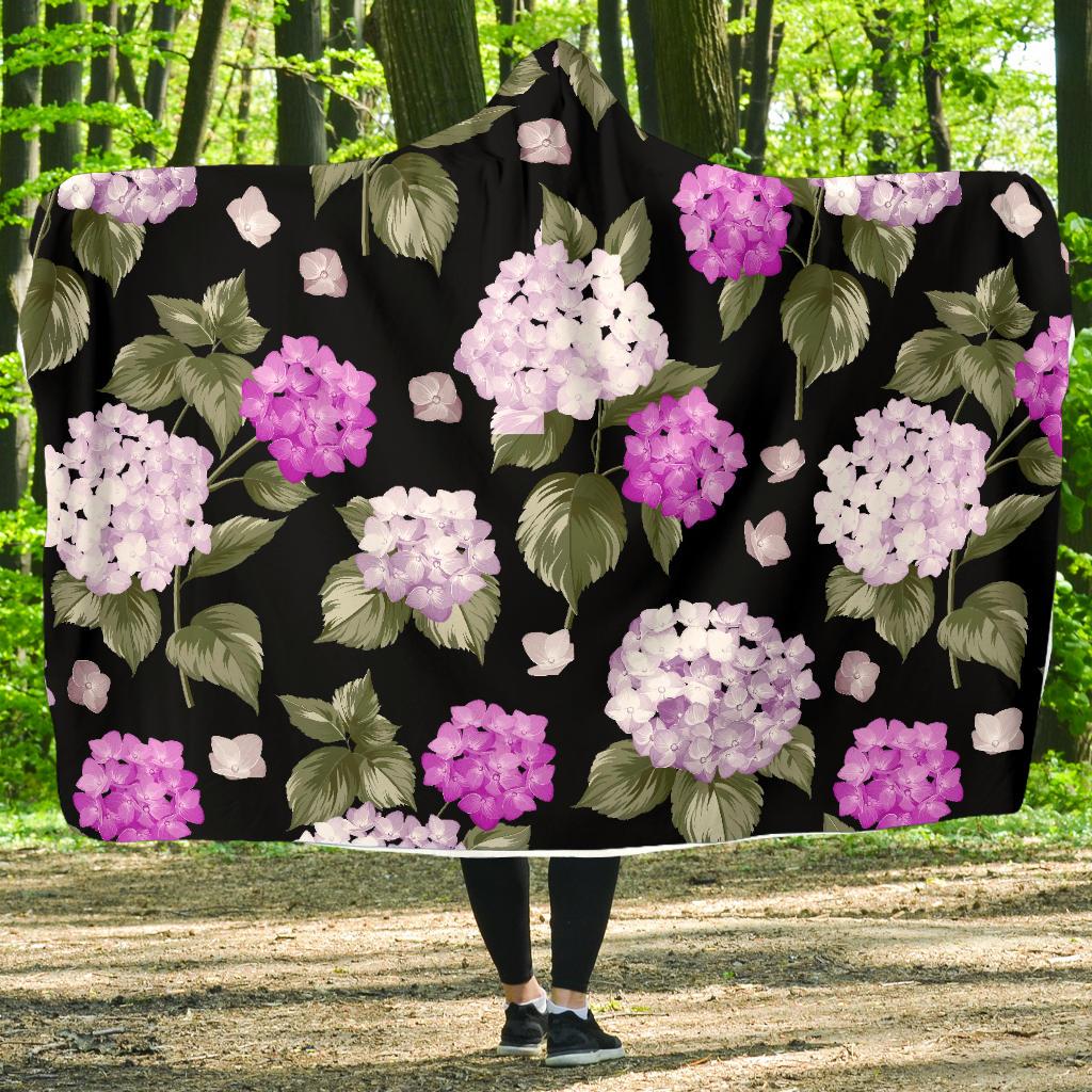 Hydrangea Pattern Print Design HD011 Hooded Blanket-JORJUNE.COM