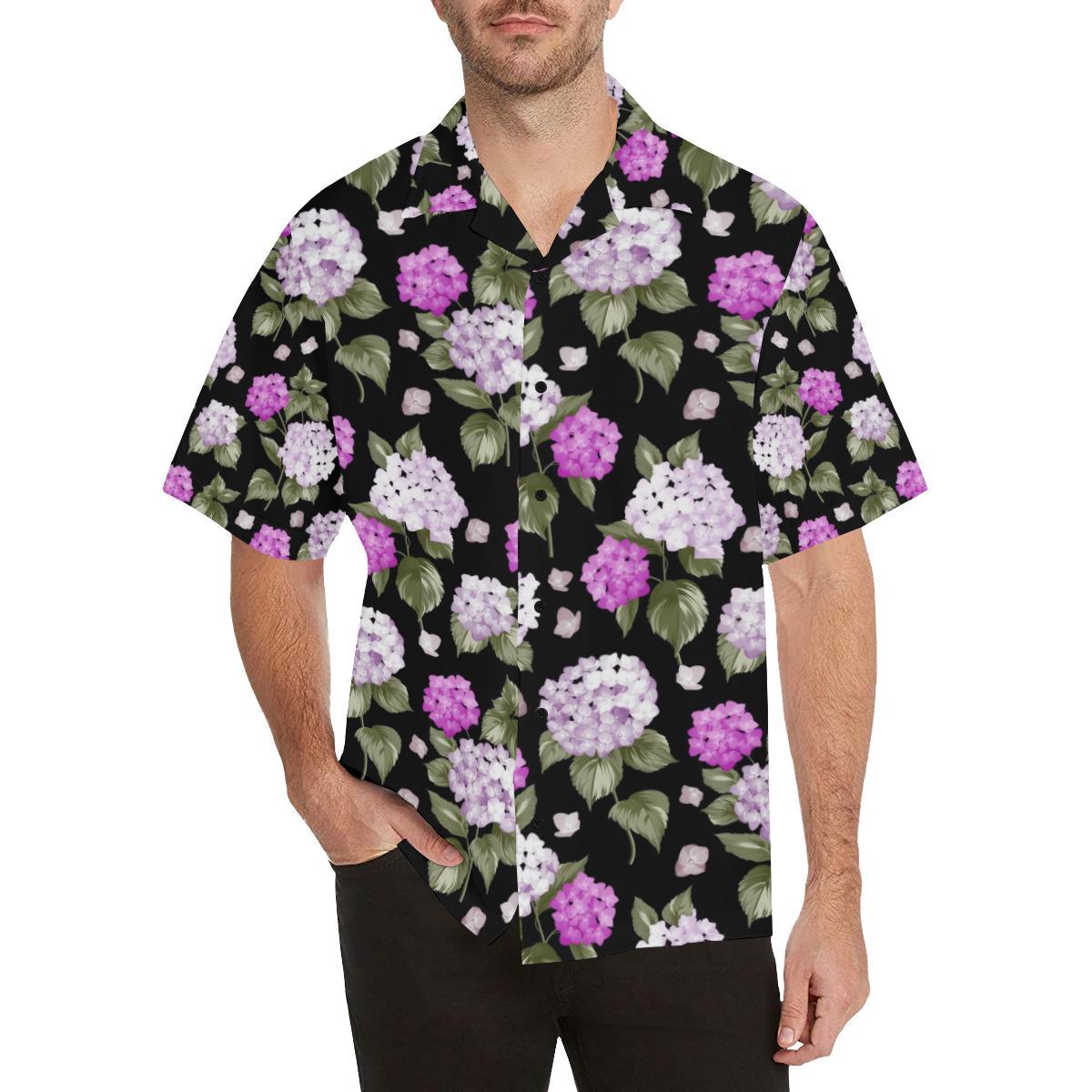 Hydrangea Pattern Print Design HD011 Men Hawaiian Shirt-JorJune