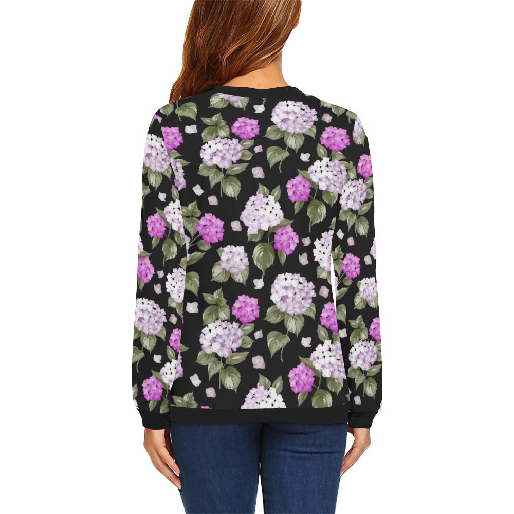 Hydrangea Pattern Print Design HD011 Women Long Sleeve Sweatshirt-JorJune