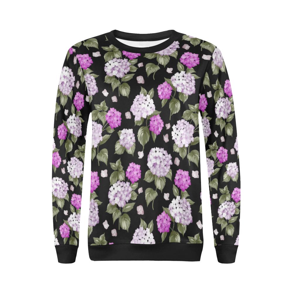 Hydrangea Pattern Print Design HD011 Women Long Sleeve Sweatshirt-JorJune