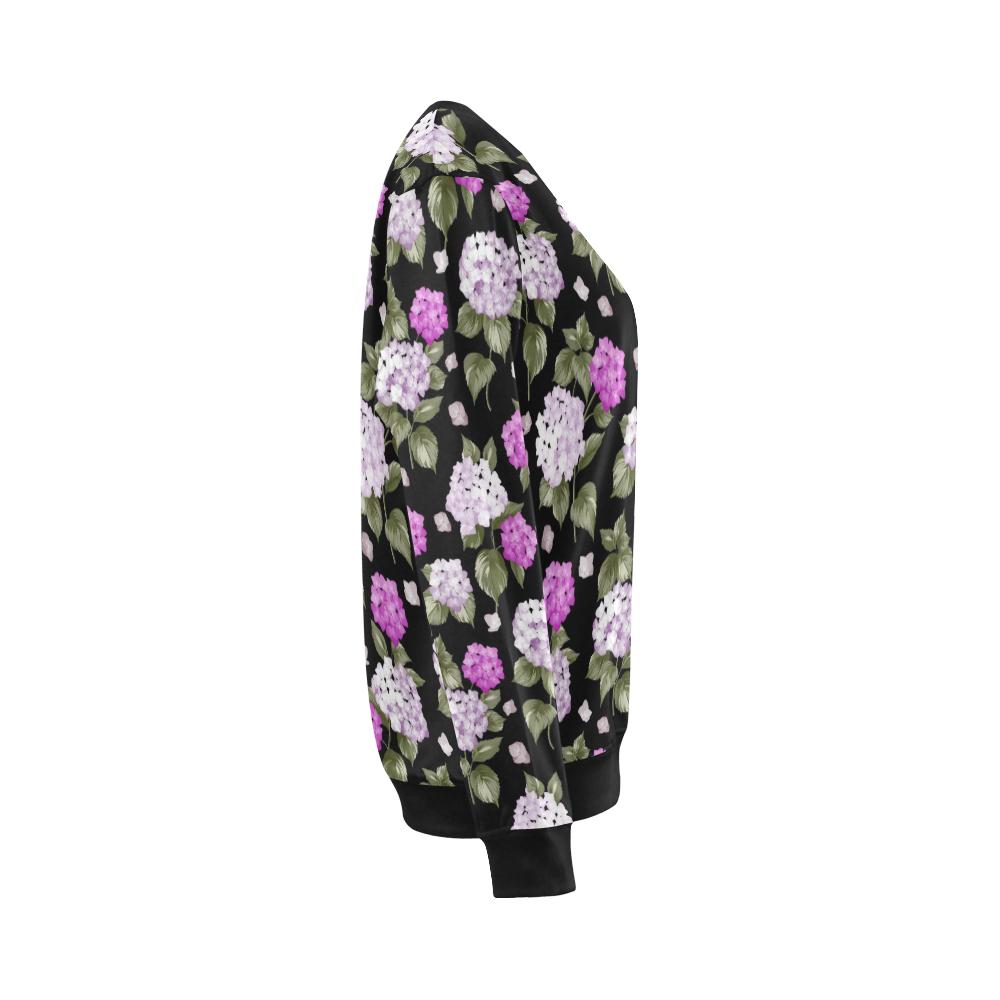 Hydrangea Pattern Print Design HD011 Women Long Sleeve Sweatshirt-JorJune