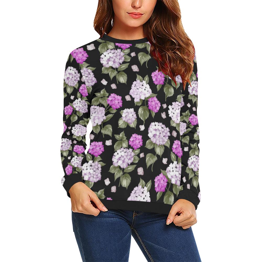 Hydrangea Pattern Print Design HD011 Women Long Sleeve Sweatshirt-JorJune