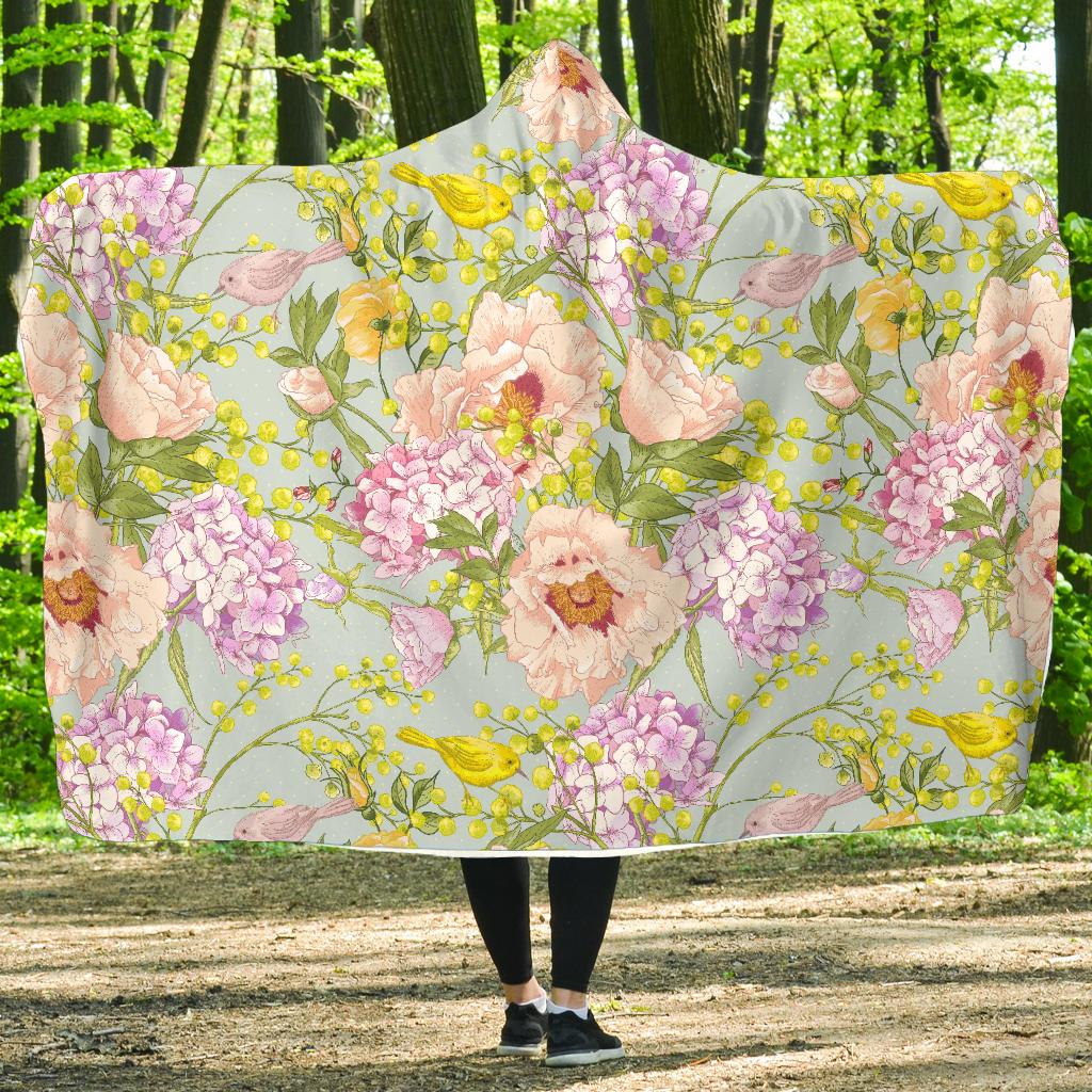 Hydrangea Pattern Print Design HD02 Hooded Blanket-JORJUNE.COM