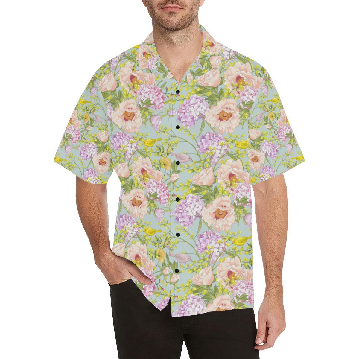 Hydrangea Pattern Print Design HD02 Men Hawaiian Shirt-JorJune