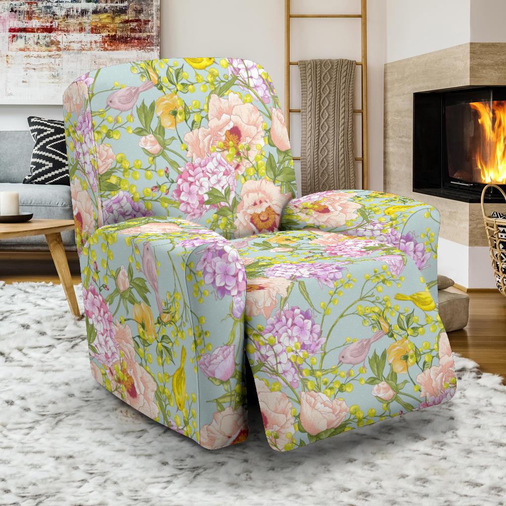 Hydrangea Pattern Print Design HD02 Recliner Slipcover-JORJUNE.COM
