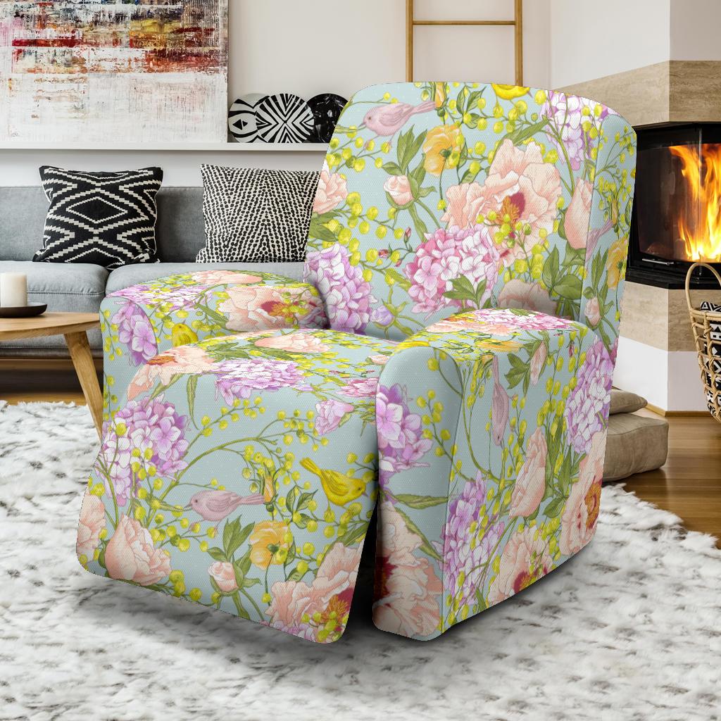 Hydrangea Pattern Print Design HD02 Recliner Slipcover-JORJUNE.COM