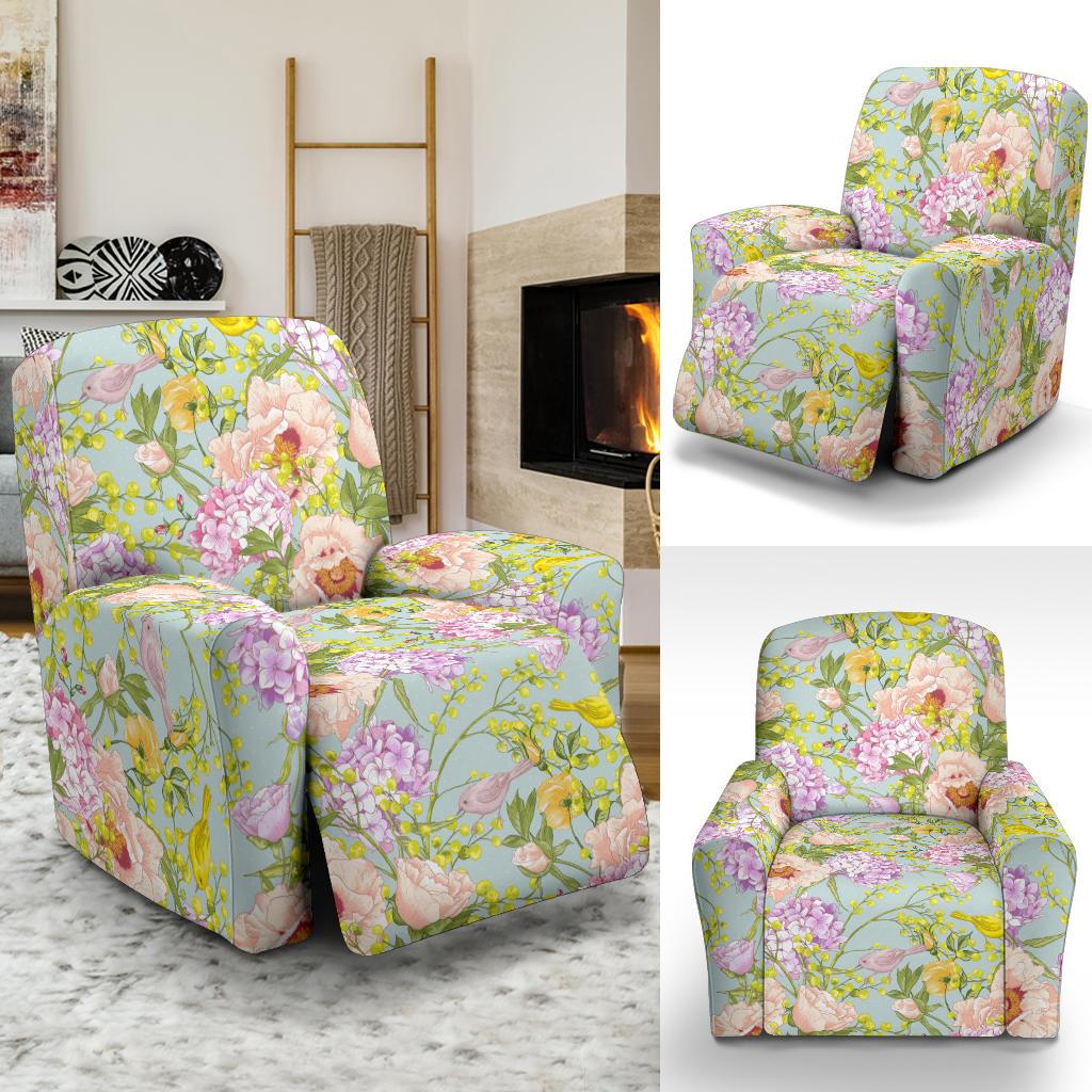 Hydrangea Pattern Print Design HD02 Recliner Slipcover-JORJUNE.COM