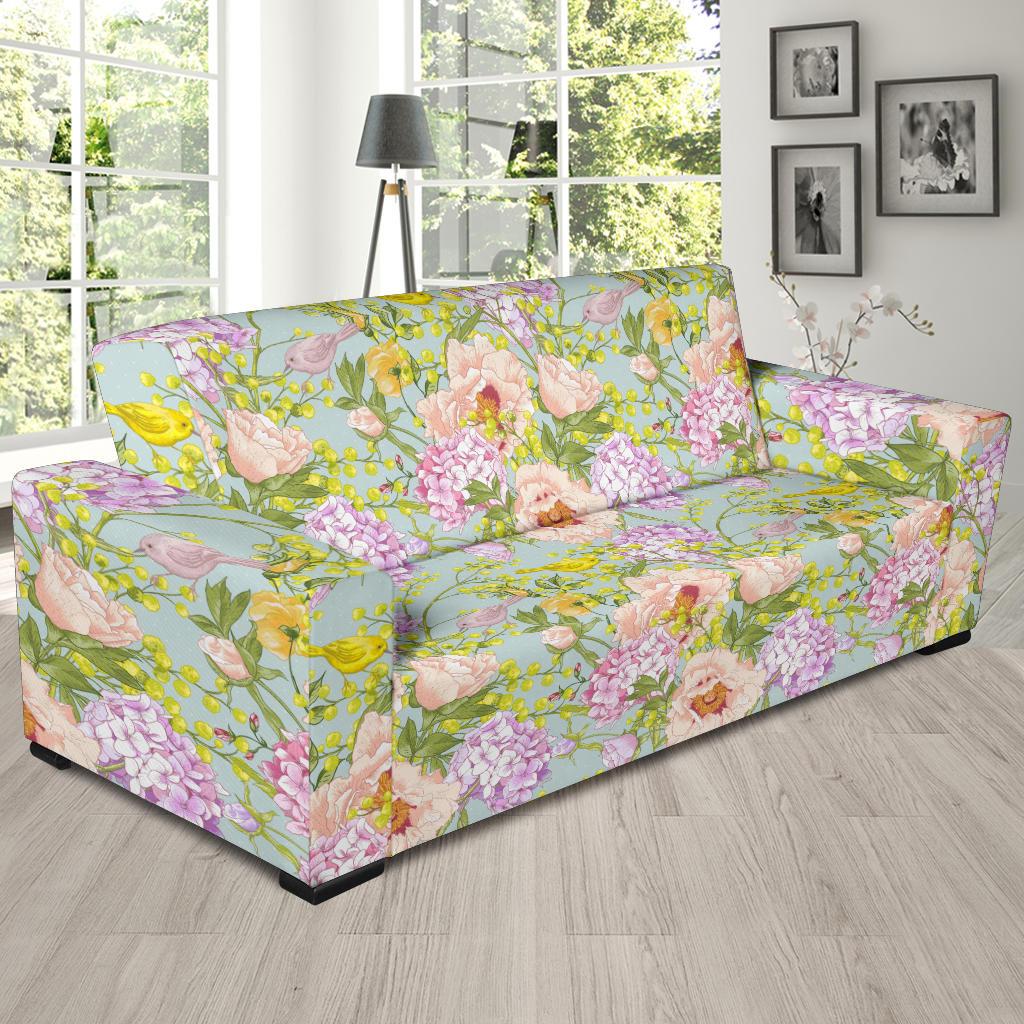 Hydrangea Pattern Print Design HD02 Sofa Slipcover-JORJUNE.COM