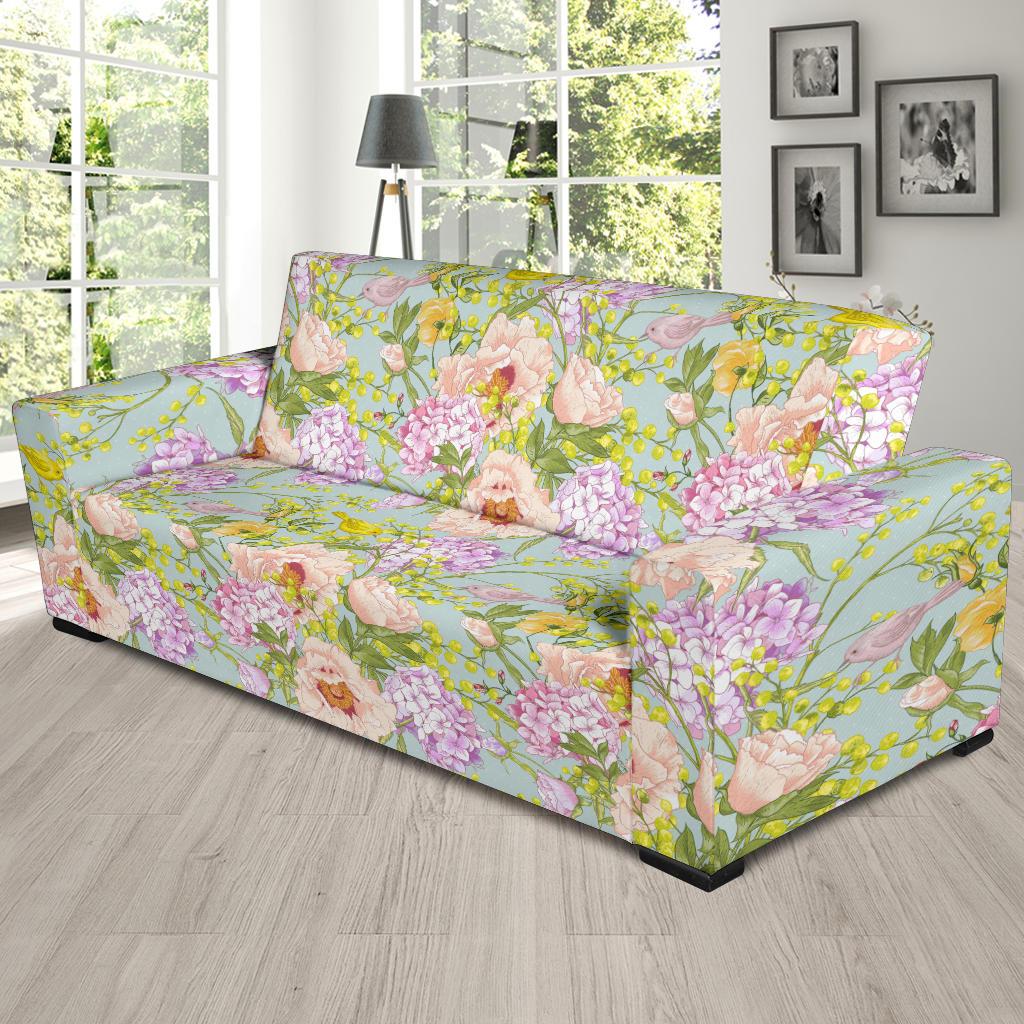 Hydrangea Pattern Print Design HD02 Sofa Slipcover-JORJUNE.COM