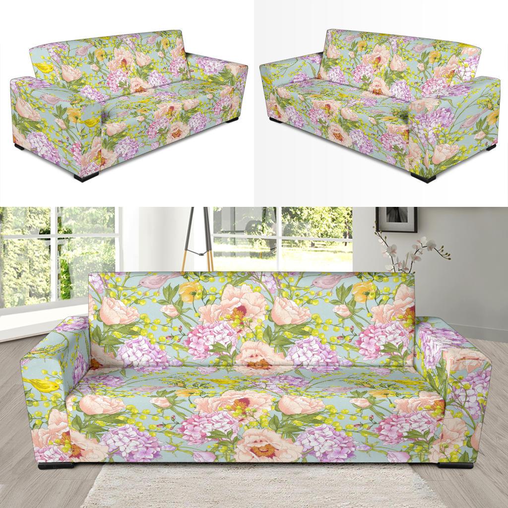 Hydrangea Pattern Print Design HD02 Sofa Slipcover-JORJUNE.COM