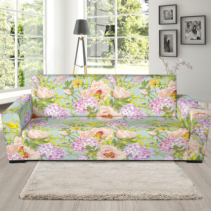 Hydrangea Pattern Print Design HD02 Sofa Slipcover-JORJUNE.COM