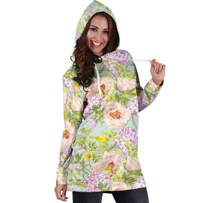 Hydrangea Pattern Print Design HD02 Women Hoodie Dress