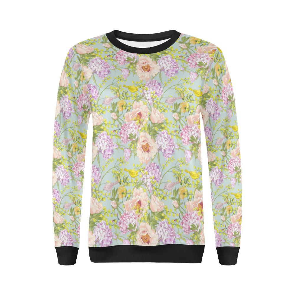 Hydrangea Pattern Print Design HD02 Women Long Sleeve Sweatshirt-JorJune