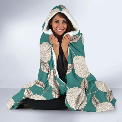 Hydrangea Pattern Print Design HD03 Hooded Blanket-JORJUNE.COM