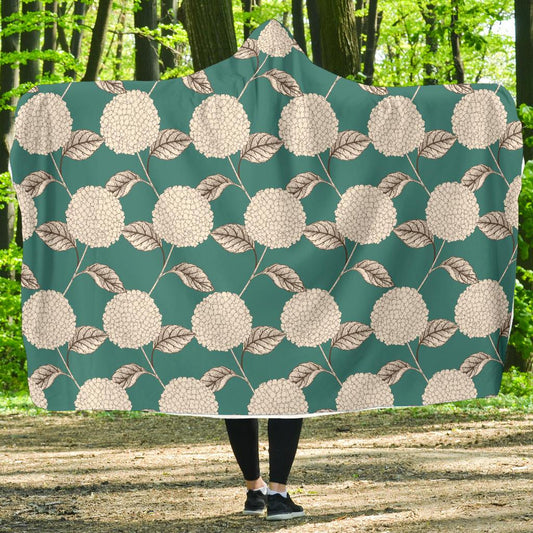 Hydrangea Pattern Print Design HD03 Hooded Blanket-JORJUNE.COM