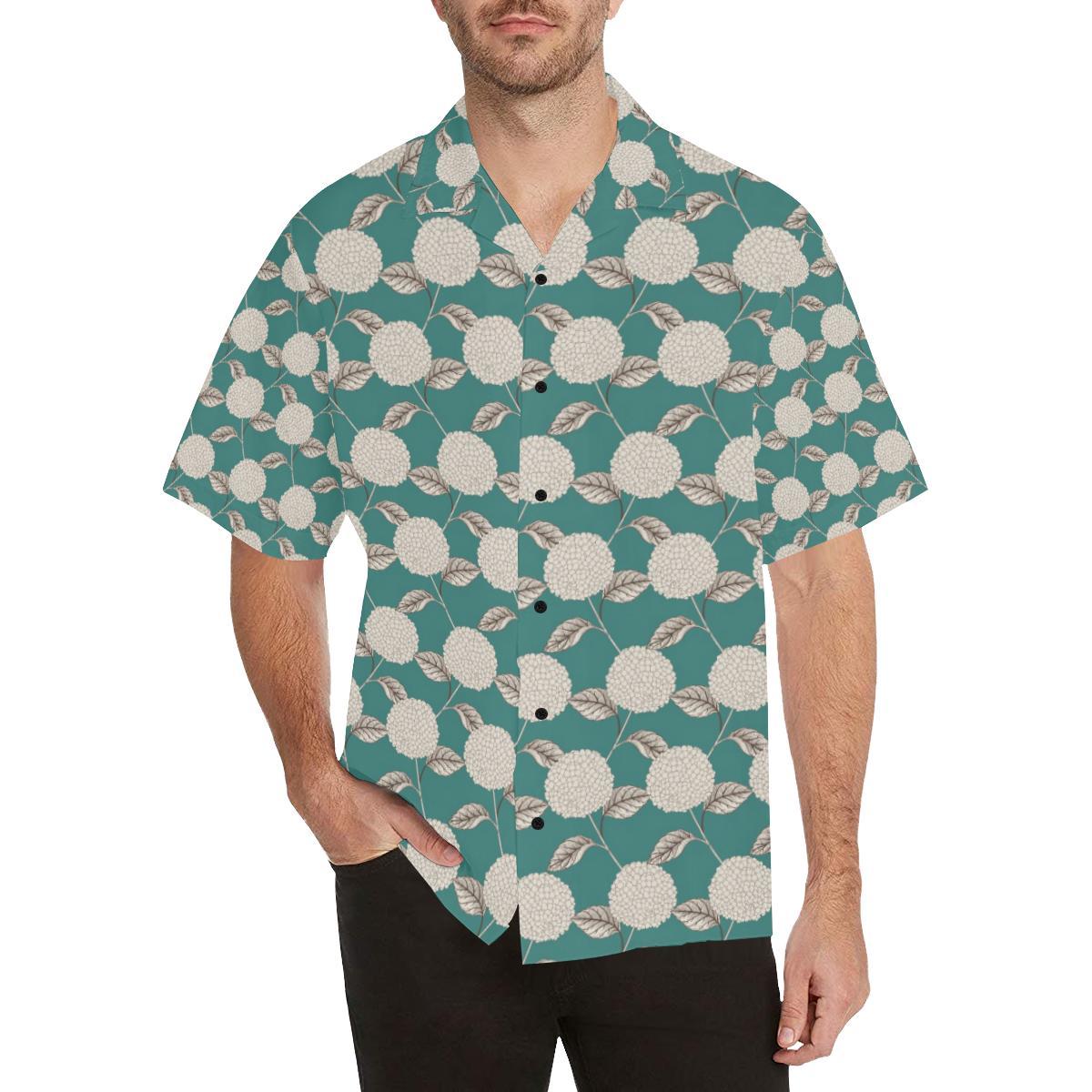 Hydrangea Pattern Print Design HD03 Men Hawaiian Shirt-JorJune