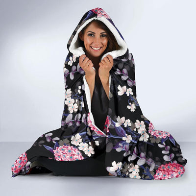 Hydrangea Pattern Print Design HD04 Hooded Blanket-JORJUNE.COM