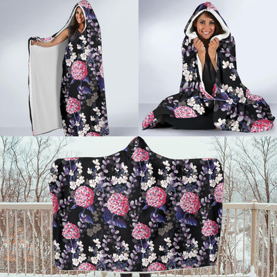 Hydrangea Pattern Print Design HD04 Hooded Blanket-JORJUNE.COM