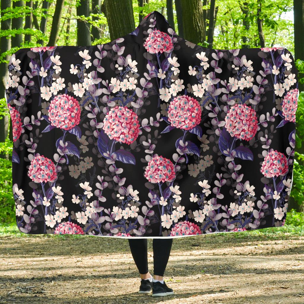 Hydrangea Pattern Print Design HD04 Hooded Blanket-JORJUNE.COM