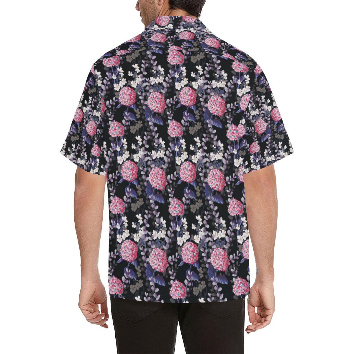 Hydrangea Pattern Print Design HD04 Men Hawaiian Shirt-JorJune