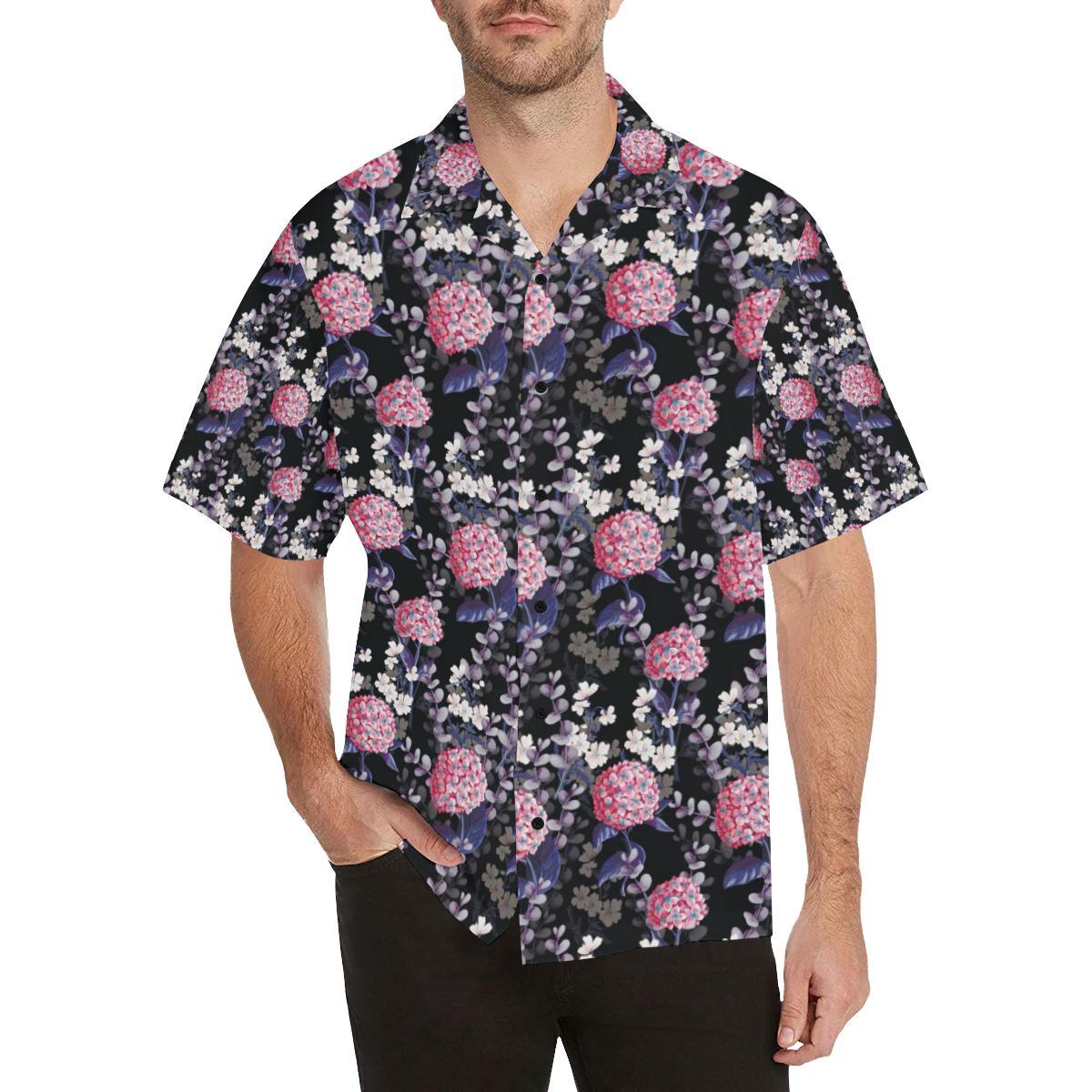 Hydrangea Pattern Print Design HD04 Men Hawaiian Shirt-JorJune