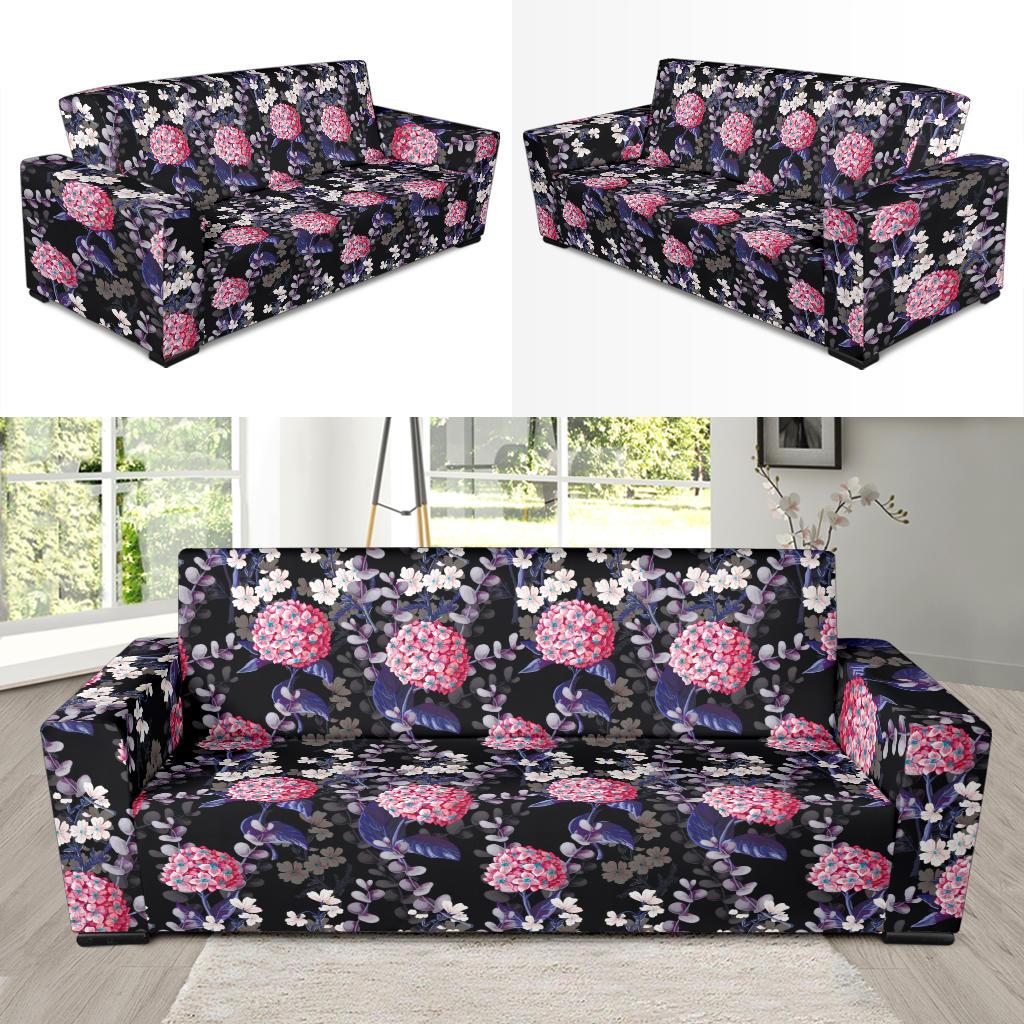 Hydrangea Pattern Print Design HD04 Sofa Slipcover-JORJUNE.COM