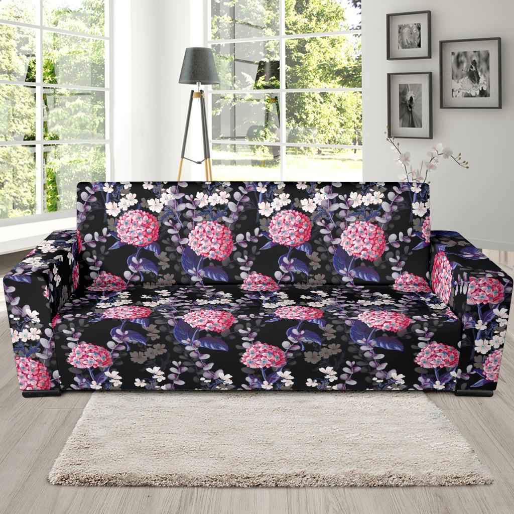 Hydrangea Pattern Print Design HD04 Sofa Slipcover-JORJUNE.COM