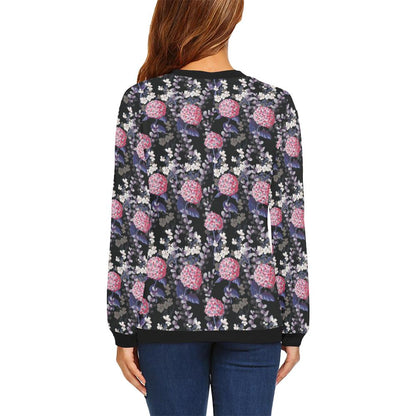 Hydrangea Pattern Print Design HD04 Women Long Sleeve Sweatshirt-JorJune