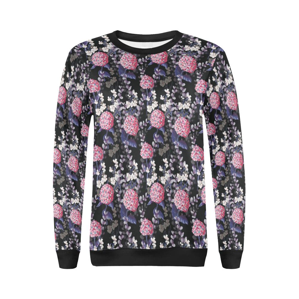 Hydrangea Pattern Print Design HD04 Women Long Sleeve Sweatshirt-JorJune