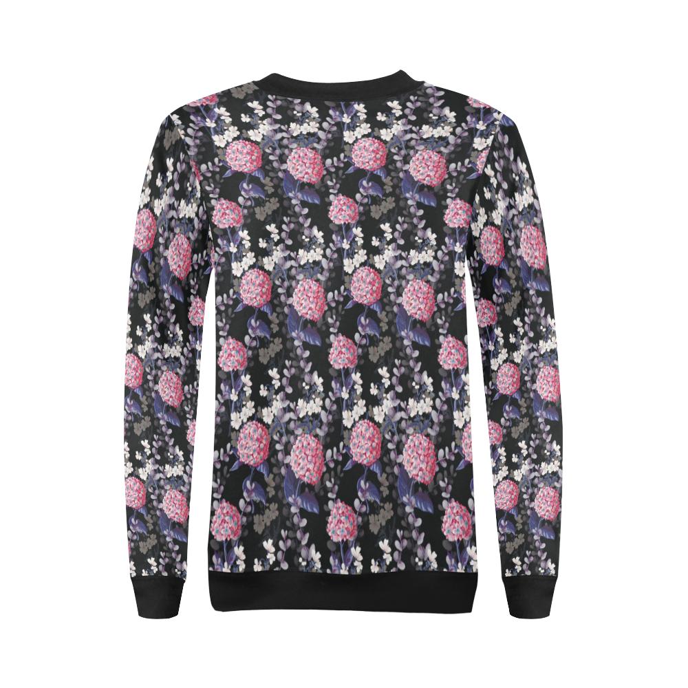 Hydrangea Pattern Print Design HD04 Women Long Sleeve Sweatshirt-JorJune
