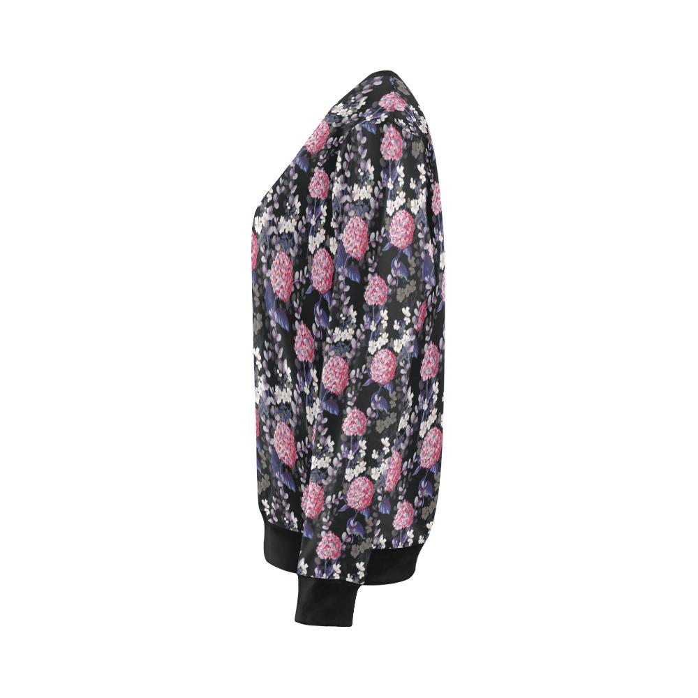 Hydrangea Pattern Print Design HD04 Women Long Sleeve Sweatshirt-JorJune