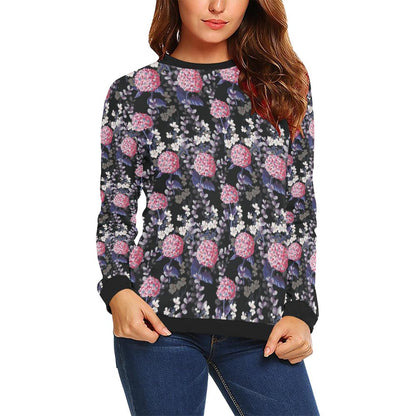 Hydrangea Pattern Print Design HD04 Women Long Sleeve Sweatshirt-JorJune