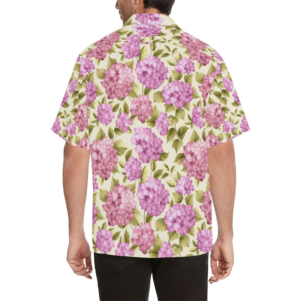 Hydrangea Pattern Print Design HD05 Men Hawaiian Shirt-JorJune